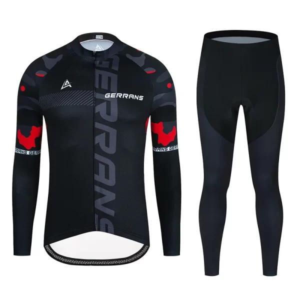 2024 New Thermal Fleece Cycling Jersey Set Winter Long Sleeve MTB Racing Bike Jersey Suit For Men Bib Pants Set Cycling Clothing 1