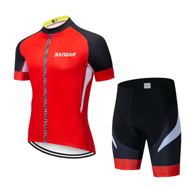 Men's Cycling Jersey Set Short Sleeve Bike Shirt + Pants Breathable Quick-Dry Bicycle Clothing Sportswear 13