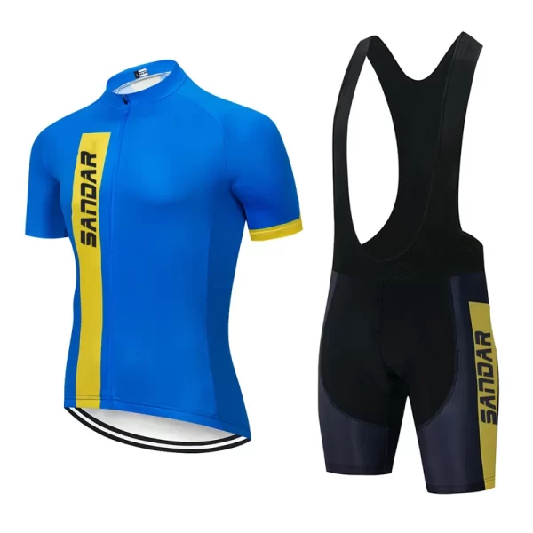 Men's Cycling Jersey Set Short Sleeve Bike Shirt + Pants Breathable Quick-Dry Bicycle Clothing Sportswear 2