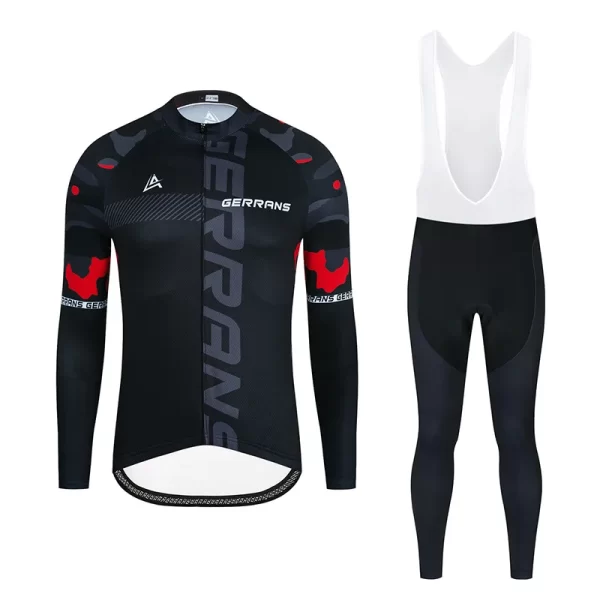 2024 New Thermal Fleece Cycling Jersey Set Winter Long Sleeve MTB Racing Bike Jersey Suit For Men Bib Pants Set Cycling Clothing 2