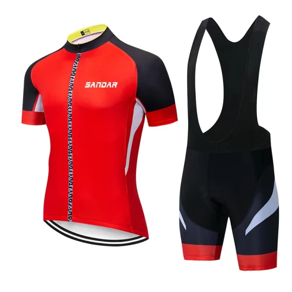 Men's Cycling Jersey Set Short Sleeve Bike Shirt + Pants Breathable Quick-Dry Bicycle Clothing Sportswear 6